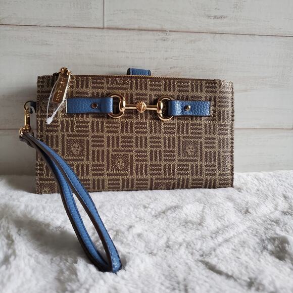 Anne Klein Wristlet Wallet Brown and Blue NWT - Picture 1 of 6